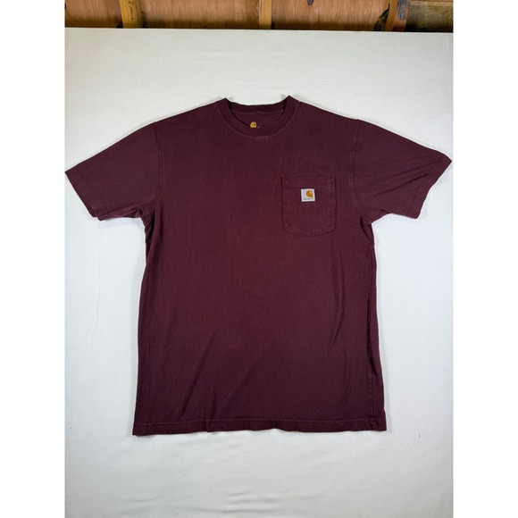 Carhartt Burgundy Short Sleeve Pocket T Shirt Mens Medium Original Fit - Picture 2 of 11